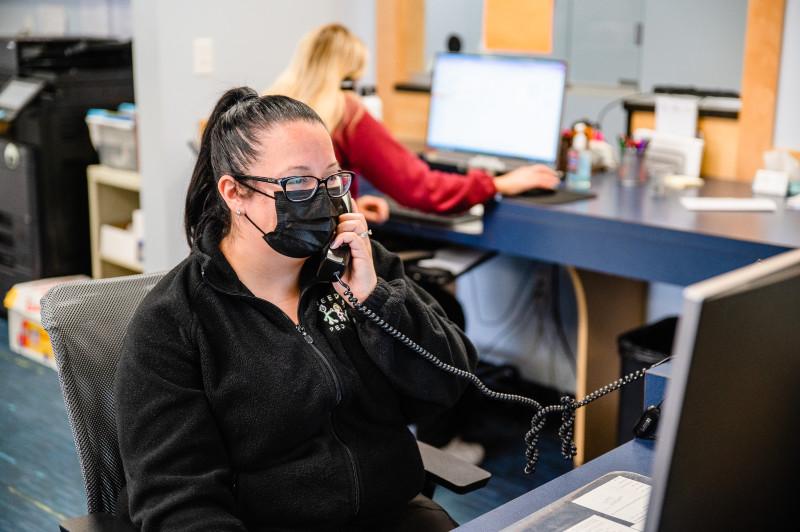 a woman talking on a phone